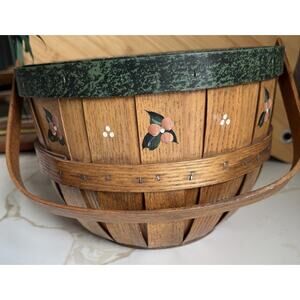 Vintage Woodzels By Wetzels Wood Splint Made Basket Handmade painted 10x7”